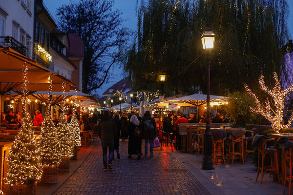 holiday lights in Ljubljana