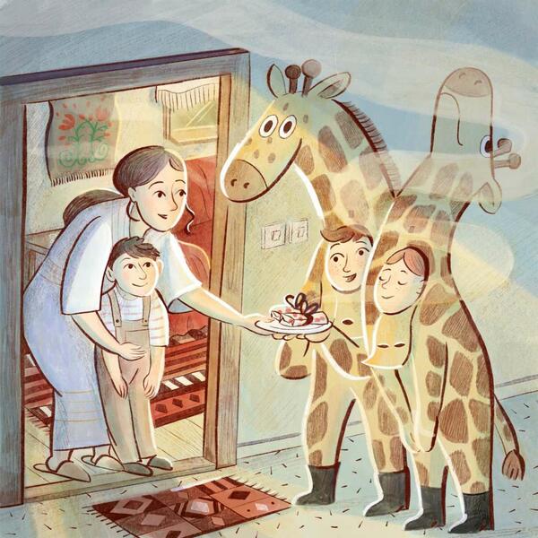 Tri žirafe Žige X Gombača, ilustrirala Lea Vučko.