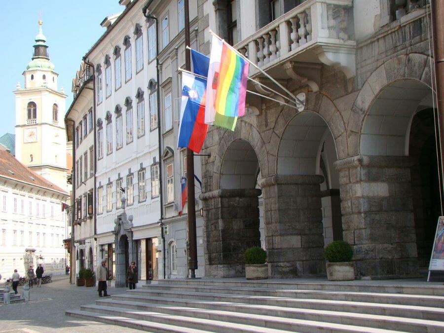 Rainbow flag at the City Hall