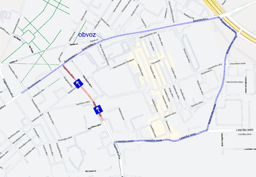 Zemljevid obvoza in območja delne zapore na Kajuhovi ulici. Foto: arhiv MOL